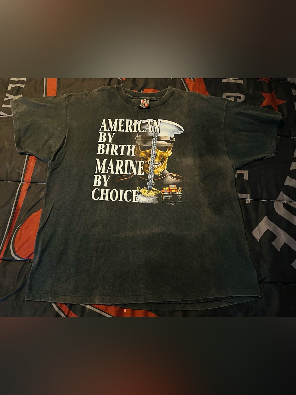 Vintage 3D Emblem USA Single Stitch Marine By Choice Skeleton Shirt XXLarge